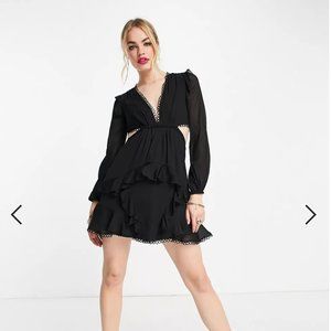 ASOS DESIGN mini dress with long sleeve and circle trim